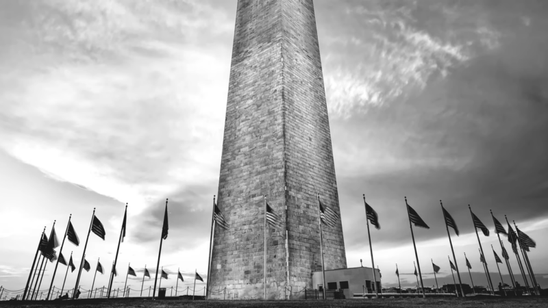 Black and White Image Showing the Towering Washington Monument